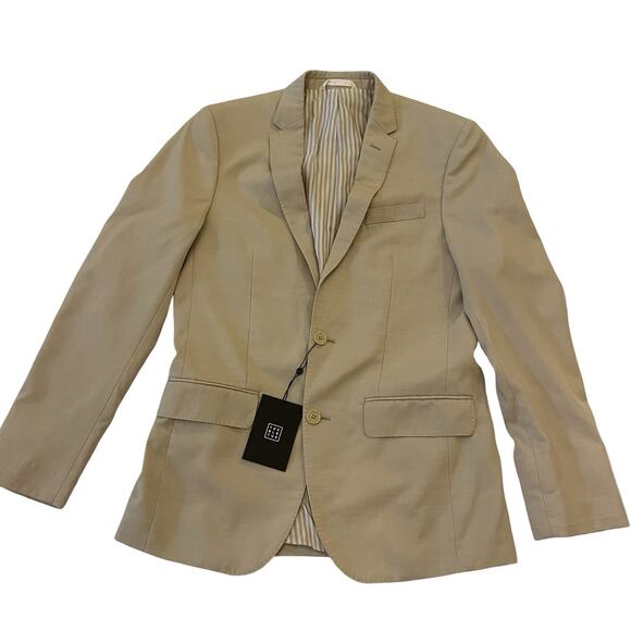 THE BLK TUX Men's TOLLEGNO 1900 Beige Suit Jacket 100% Italian Merino Wool - Picture 4 of 12